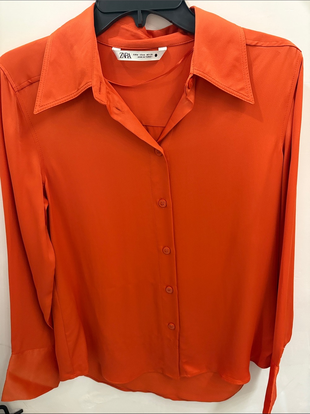 Zara Orange Long-Sleeve Button-Down Shirt